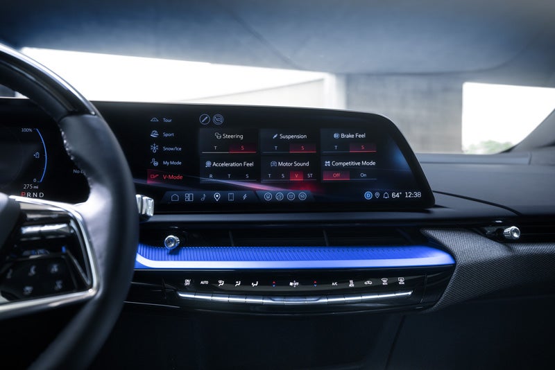 The 2026 OPTIQ-V Display Screen Displaying the V-Mode Settings | Sudbay Cadillac in Gloucester MA